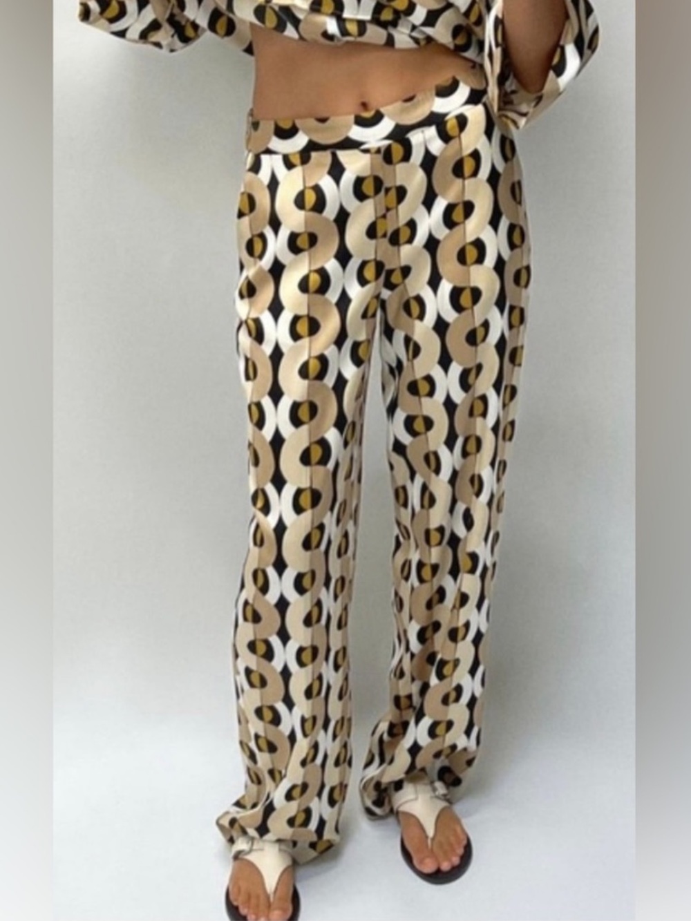 Zara geometric print satin pants, size XS